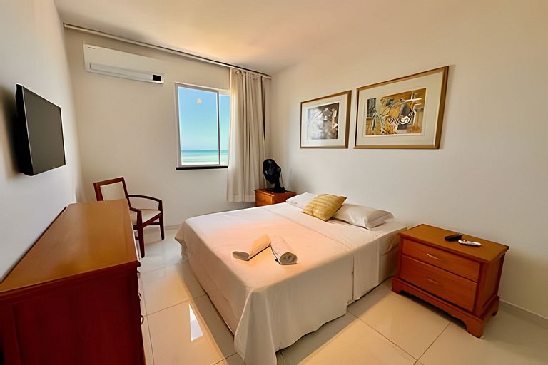Apê na Praia: Vista Mar,5 Quartos, Ar e Wifi