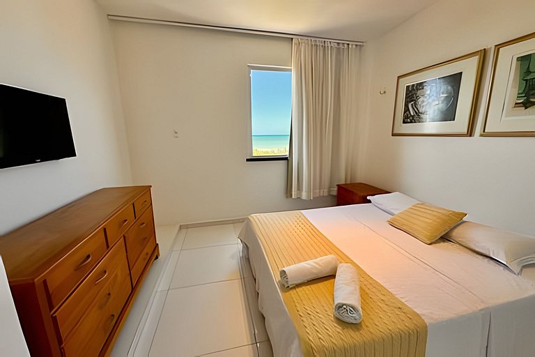 Apê na Praia: Vista Mar,5 Quartos, Ar e Wifi
